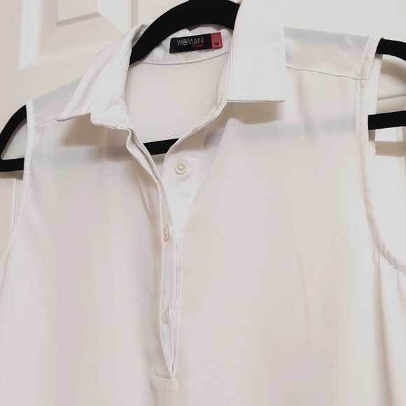 Women's white sleeveless button down shirt - Picture 6 of 6